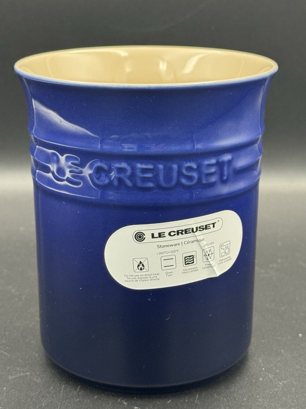 Le Creuset 1L Utensil Crock Indigo Blue Stoneware Retired Color New